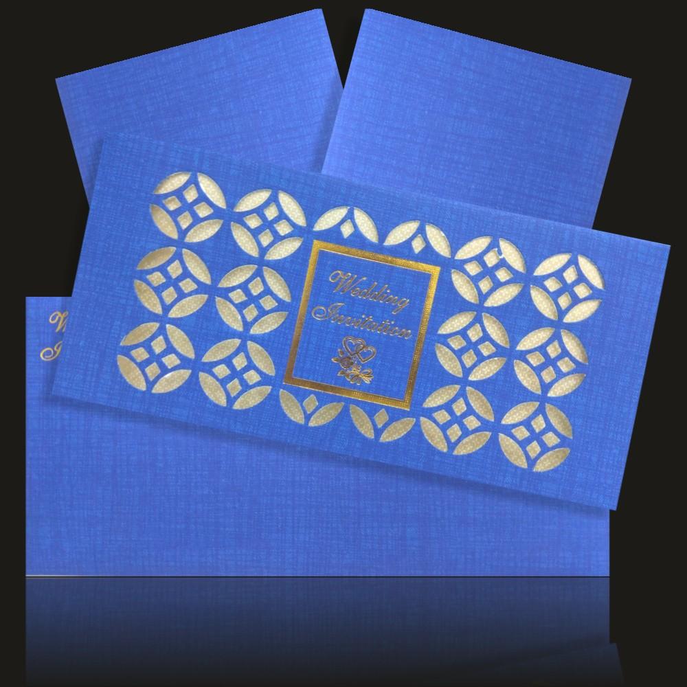 Gorgeous Blue Shading With Cut Design Wedding Card-KNK20111-2